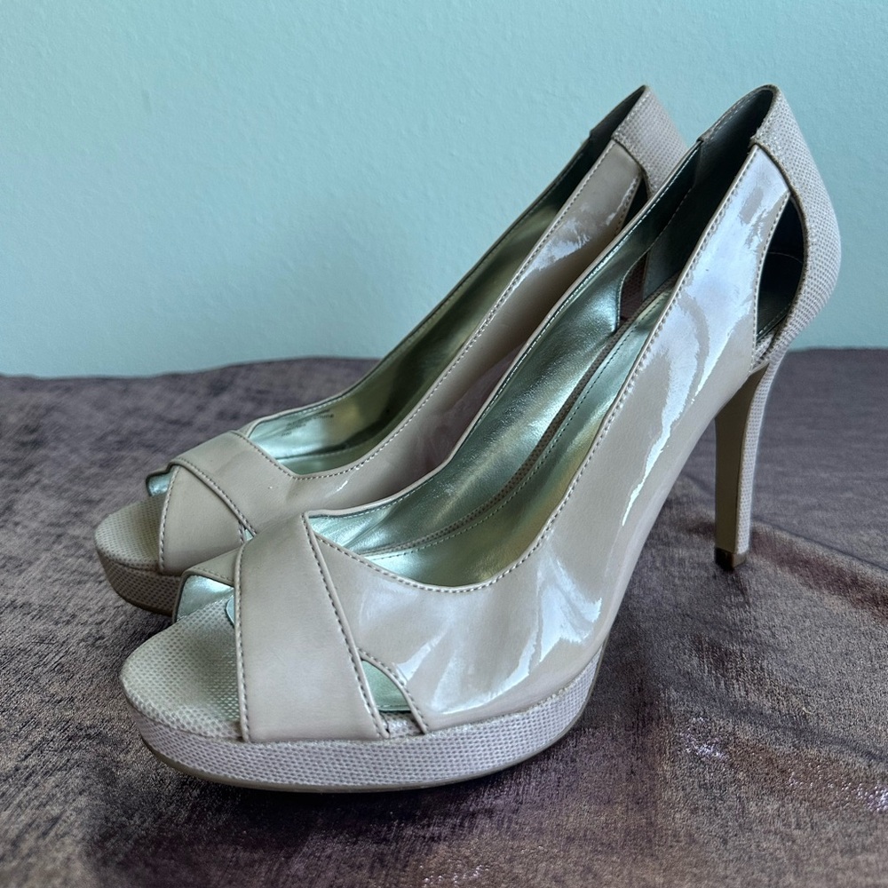 Elegant Cream Peep-Toe Heels